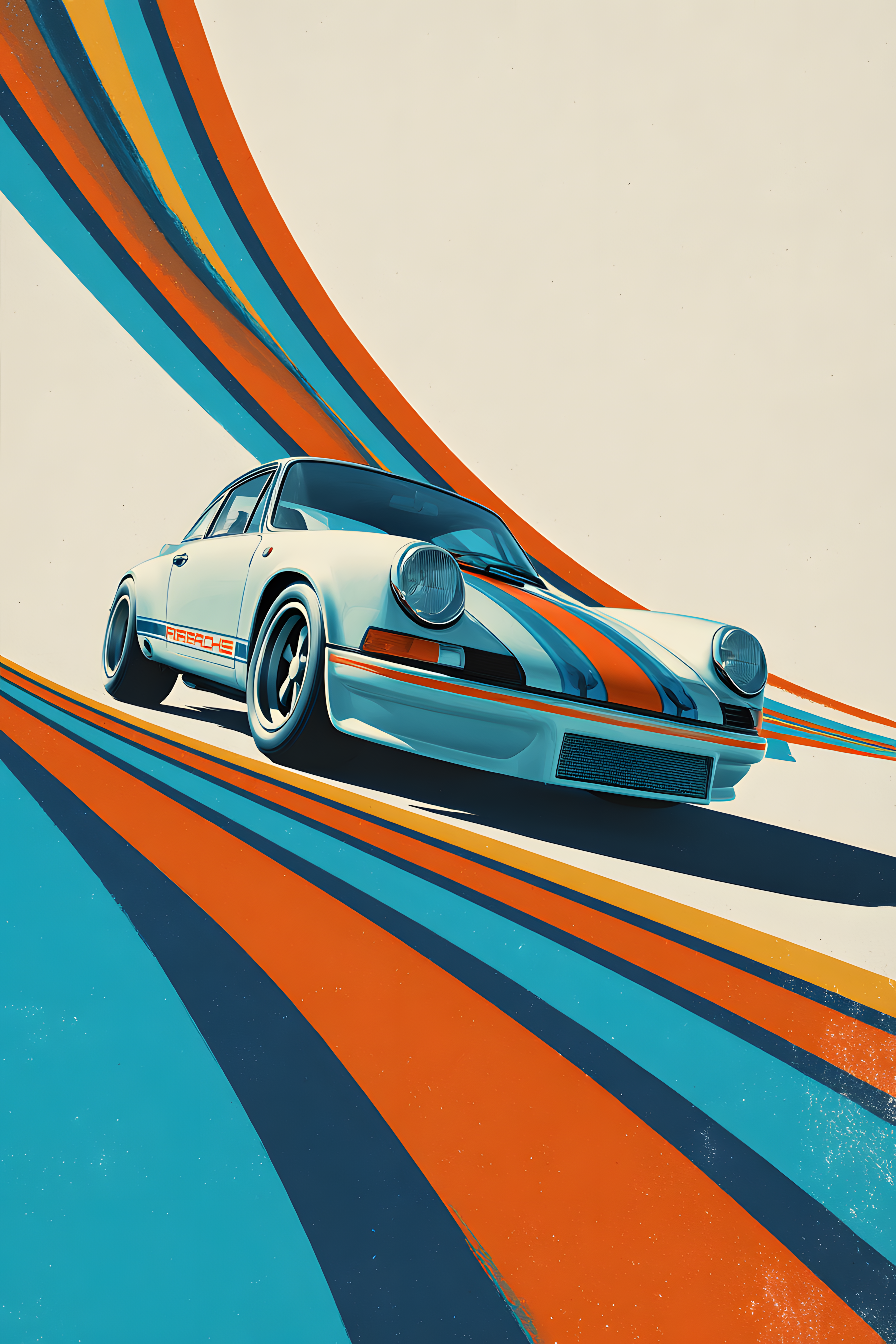 Fine art poster print - Retro Porsche 911 GT-3, classic car wall art for car enthusiasts