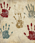 Fine art poster print - Handprints in primal cave art style, primitive wall decor