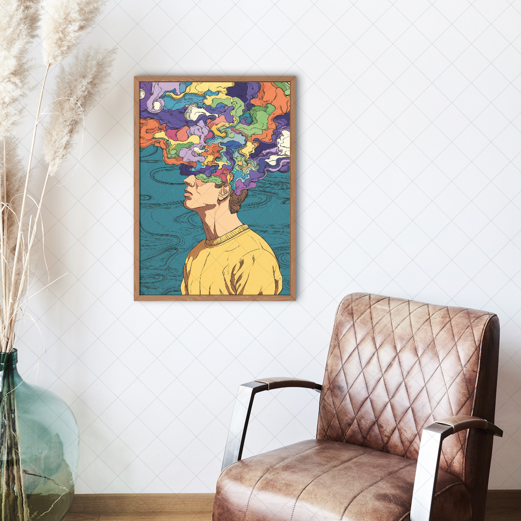 Universe of Imagination art print detail, premium fine art poster, space wall decor