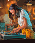Fine art poster print - DJ girl performing, dynamic music scene wall art