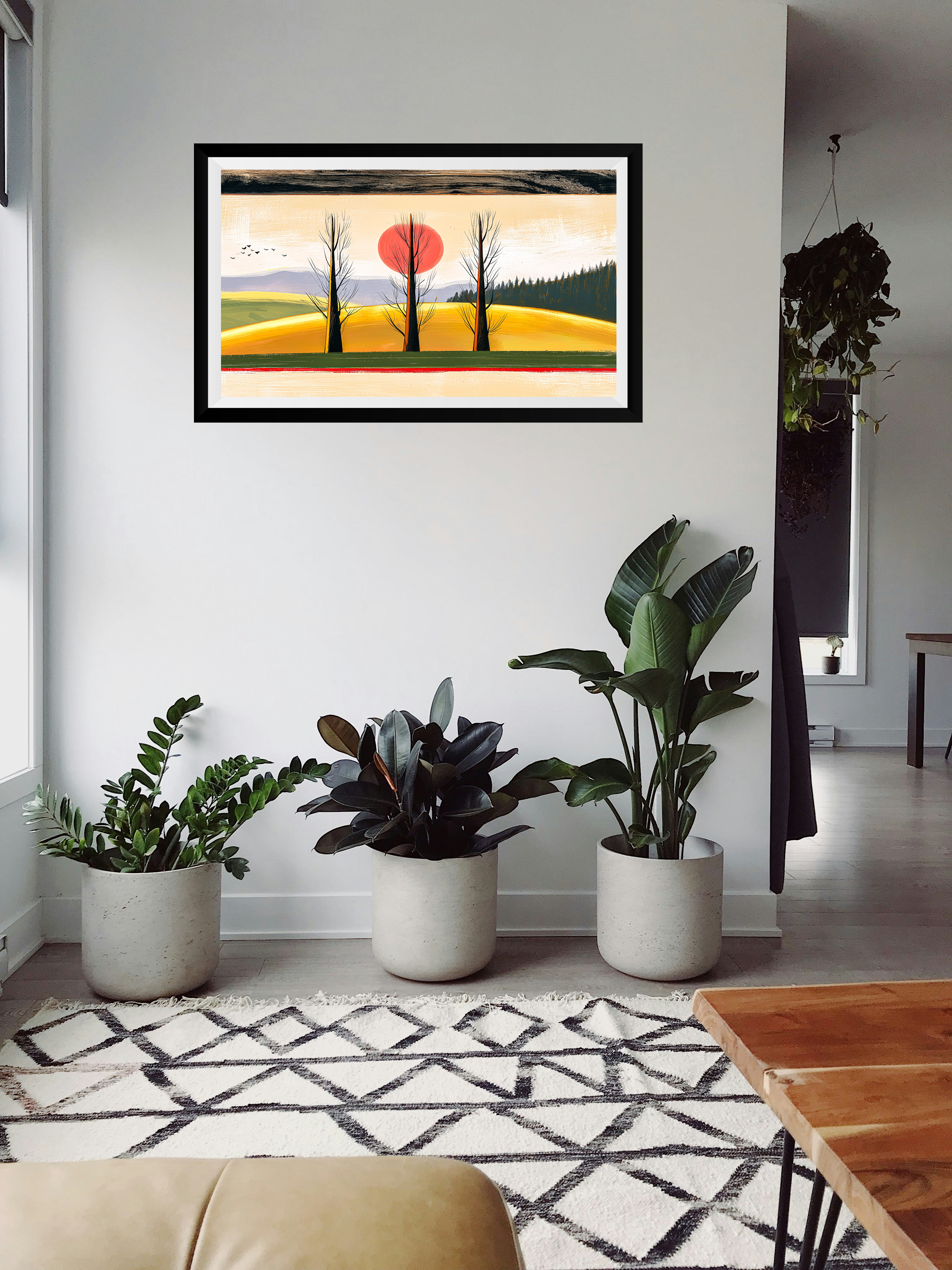 Sunset nature art print detail, premium fine art poster, nature wall decor