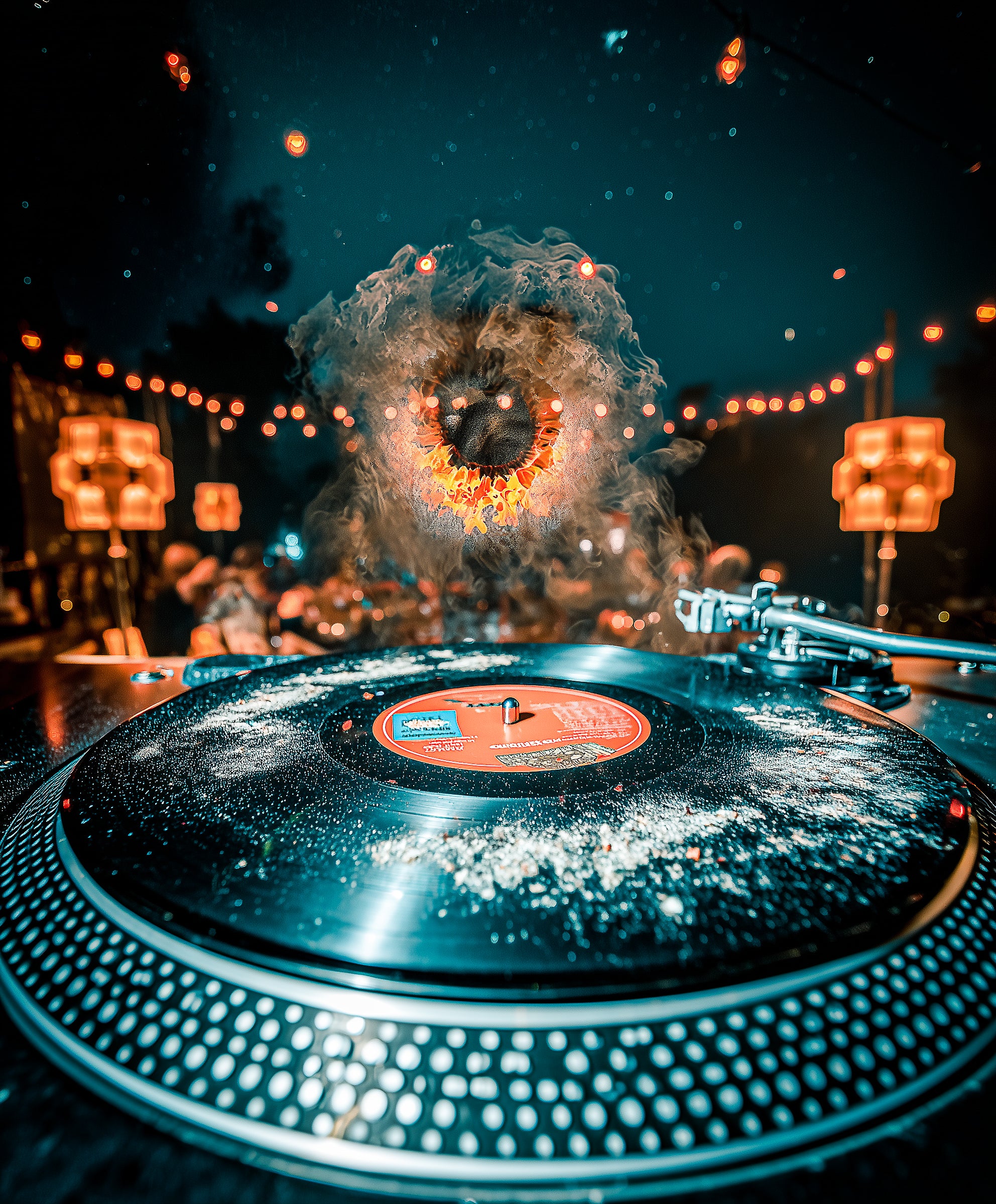 Fine art poster print - Vinyl Mystery Eye, surreal music inspired wall art